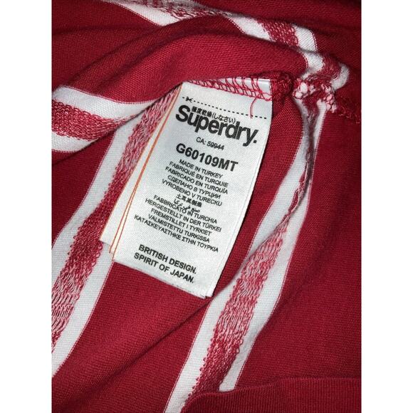 Superdry Red White Cote Stripe Text T-shirt g60109mt Small Women’s Ladies Top - Picture 5 of 6